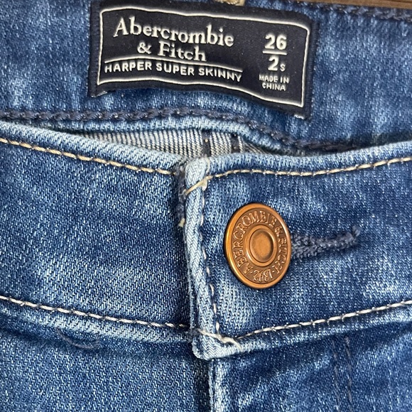 Abercrombie & Fitch Womens Jeans Size 26 Blue Harper Super Skinny Distressed - Picture 4 of 8